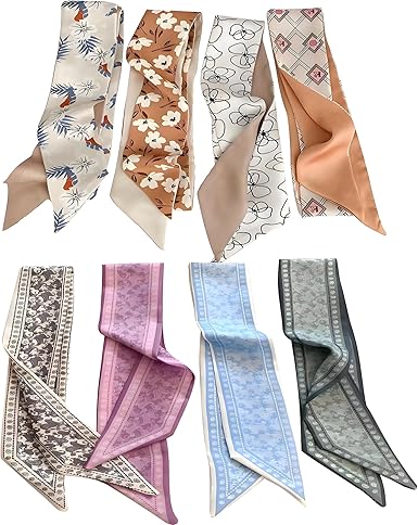 6-Pack Printed Satin Scarves Set | Elegant Patterns, Soft Touch, Endless Styling