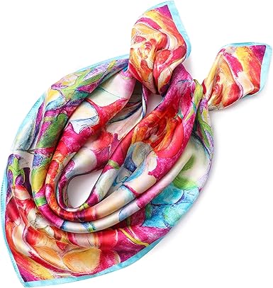 Color Splash Abstract Print Satin Scarf | Artistic Elegance | Multifunctional Wear