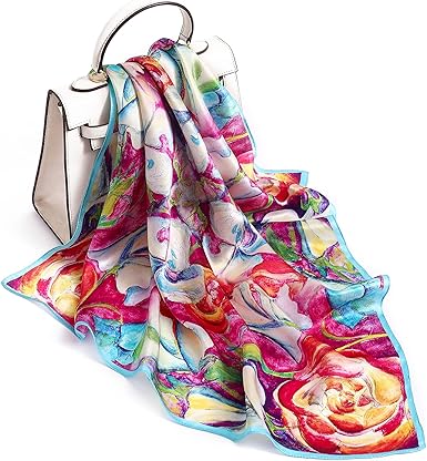 Color Splash Abstract Print Satin Scarf | Artistic Elegance | Multifunctional Wear