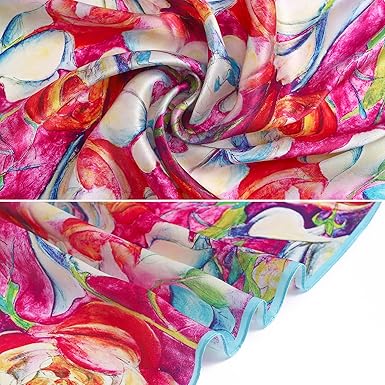 Color Splash Abstract Print Satin Scarf | Artistic Elegance | Multifunctional Wear