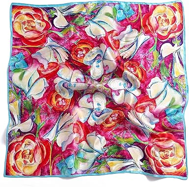 Color Splash Abstract Print Satin Scarf | Artistic Elegance | Multifunctional Wear