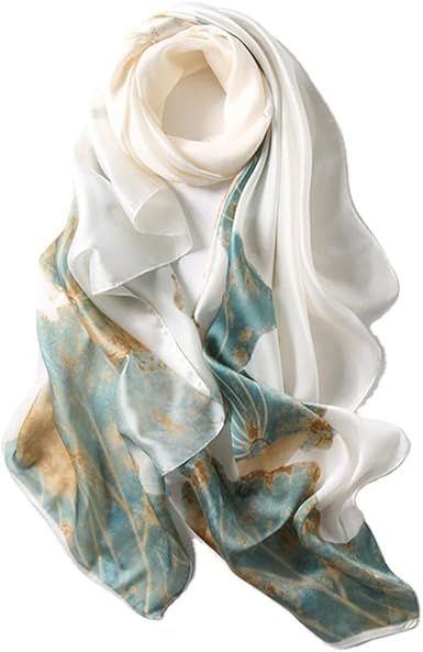 Elegant Blue-Gold Scarf | Fluid Design with Artistic Gradient | Approx. 70.8" x 27.5"
