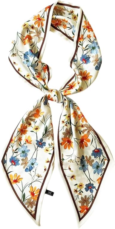 Vintage Floral Silk Scarf | Lightweight Square Wrap | Elegant & Versatile | Approx. 27.5" × 27.5"