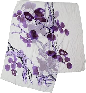 Elegant Purple Floral Chiffon Scarf – Lightweight & Flowing Neck Wrap (Approx. 160×50cm)