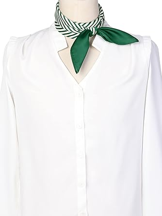 70cm Geometric Print Square Scarf | Green Contrast Design | Elegant & Versatile