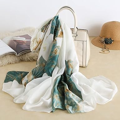 Elegant Blue-Gold Scarf | Fluid Design with Artistic Gradient | Approx. 70.8" x 27.5"