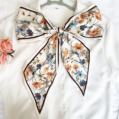Vintage Floral Silk Scarf | Lightweight Square Wrap | Elegant & Versatile | Approx. 27.5" × 27.5"
