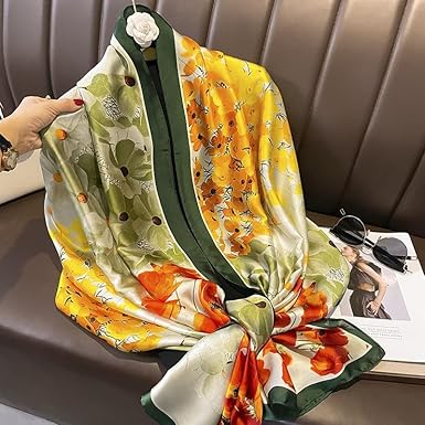 Vibrant Poppy Print Square Scarf | Elegant Large Silk-Like Wrap | Floral Fashion Accessory