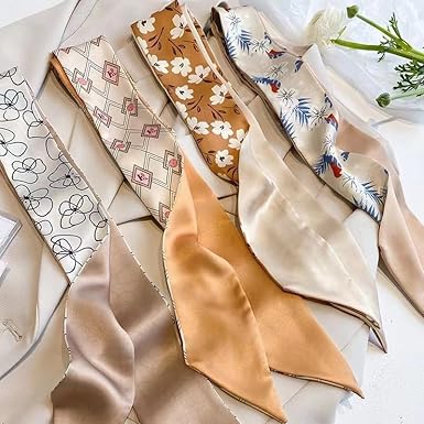 6-Pack Printed Satin Scarves Set | Elegant Patterns, Soft Touch, Endless Styling