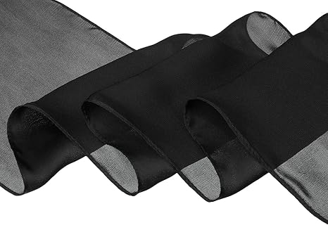 Classic Black Long Ribbon Scarf | Minimalist Neck Wrap & Hair Tie | 140cm Stylish Accessory
