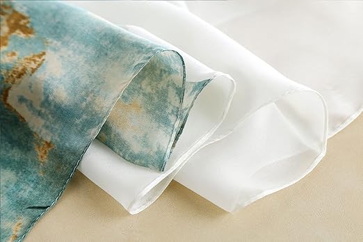 Elegant Blue-Gold Scarf | Fluid Design with Artistic Gradient | Approx. 70.8" x 27.5"