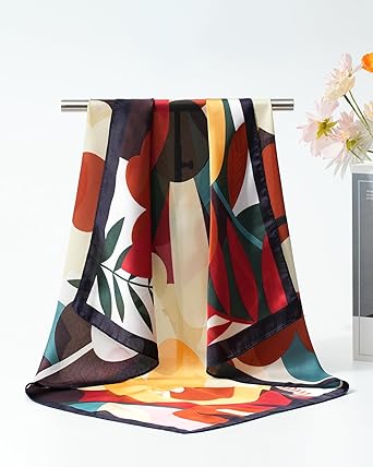 4-Pack Geometric Satin Square Scarves | Vibrant & Versatile | Stylish Hair & Neck Accessory