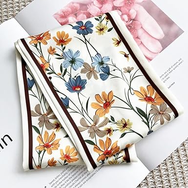 Vintage Floral Silk Scarf | Lightweight Square Wrap | Elegant & Versatile | Approx. 27.5" × 27.5"