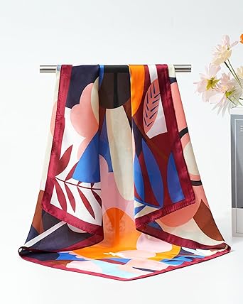 4-Pack Geometric Satin Square Scarves | Vibrant & Versatile | Stylish Hair & Neck Accessory