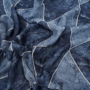 Vintage Denim-Print Blue Scarf | Lightweight Oversized Wrap | Soft Artistic Boho Shawl