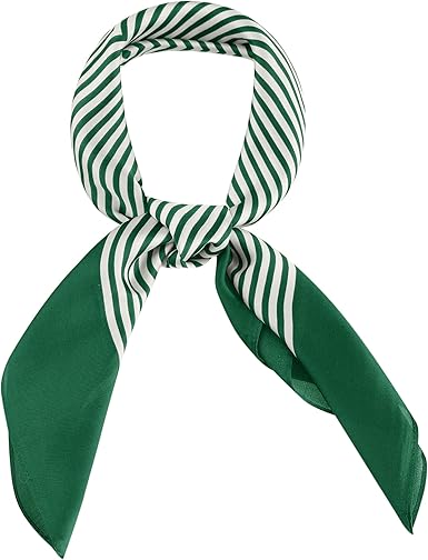 70cm Geometric Print Square Scarf | Green Contrast Design | Elegant & Versatile