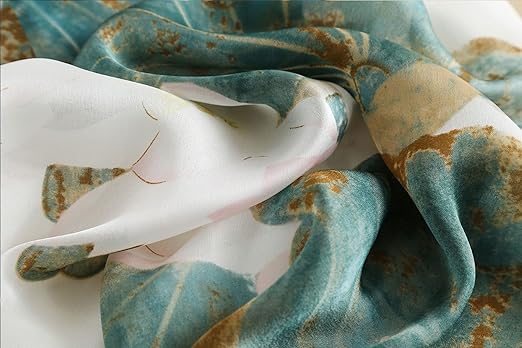 Elegant Blue-Gold Scarf | Fluid Design with Artistic Gradient | Approx. 70.8" x 27.5"
