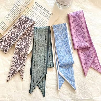 6-Pack Printed Satin Scarves Set | Elegant Patterns, Soft Touch, Endless Styling