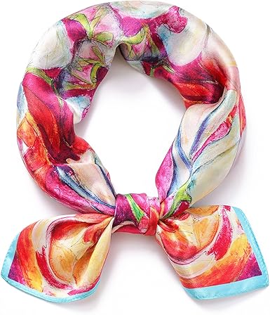 Color Splash Abstract Print Satin Scarf | Artistic Elegance | Multifunctional Wear
